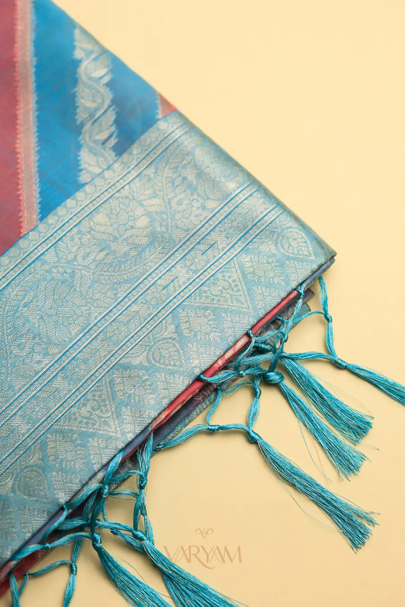 Kaaya Cotton Blue Pink Saree