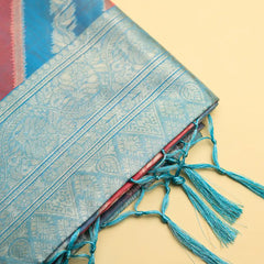 Kaaya Cotton Blue Pink Saree