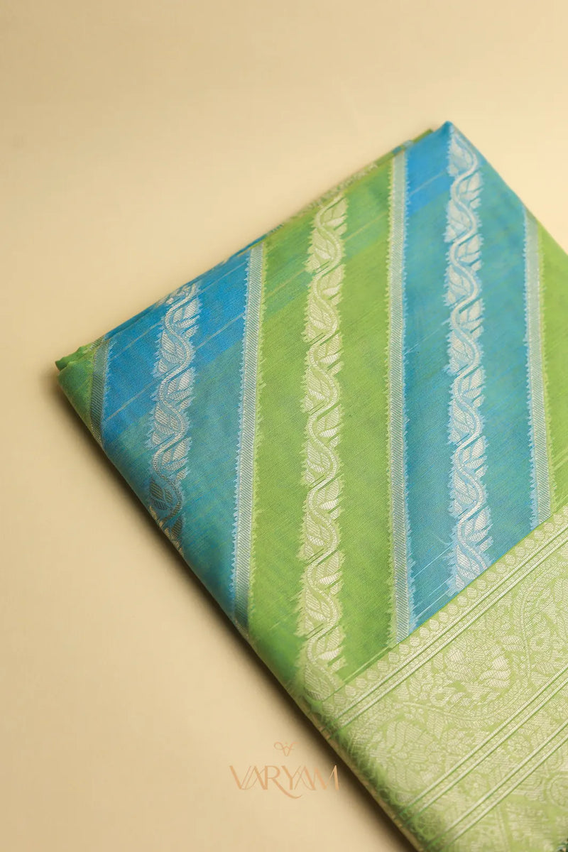 Kaaya Cotton Green Blue Saree