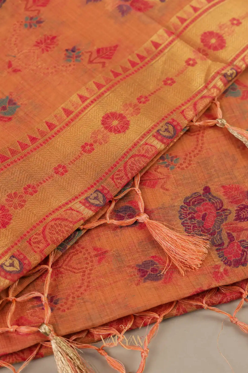 Mira Cotton Peach Saree