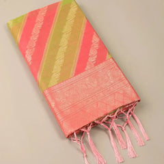 Kaaya Cotton Green Pink Saree