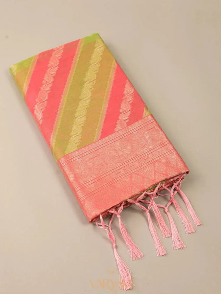 Kaaya Cotton Green Pink Saree