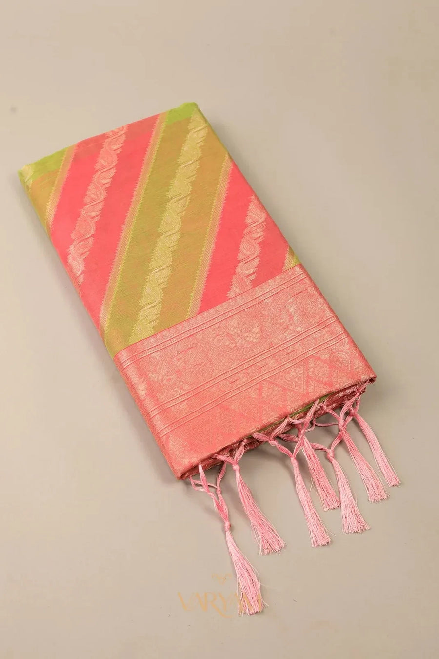 Kaaya Cotton Green Pink Saree