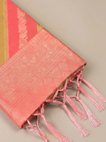 Kaaya Cotton Green Pink Saree