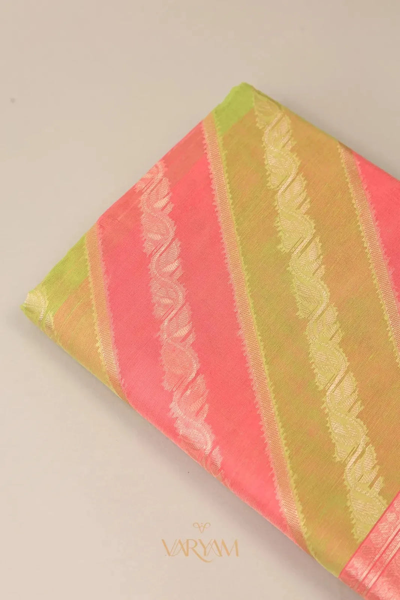 Kaaya Cotton Green Pink Saree