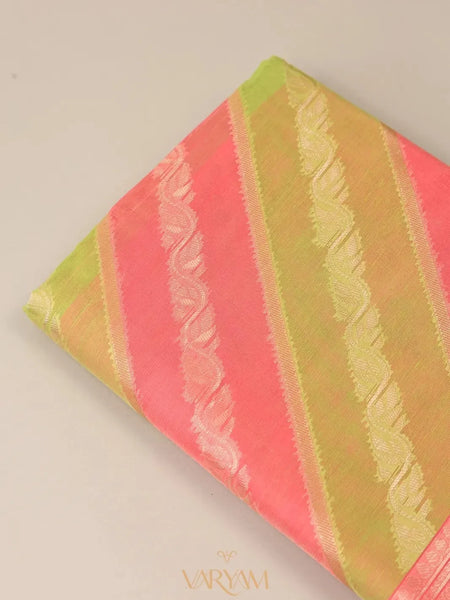 Kaaya Cotton Green Pink Saree