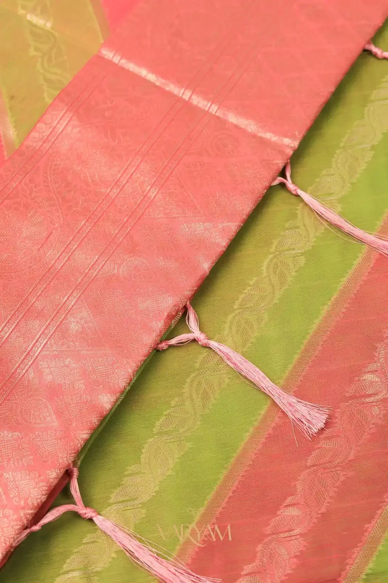 Kaaya Cotton Green Pink Saree