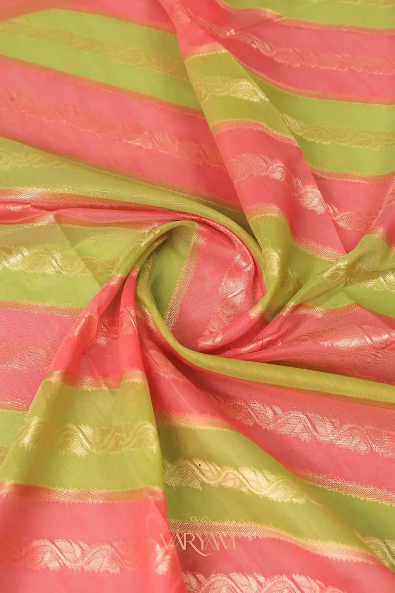 Kaaya Cotton Green Pink Saree