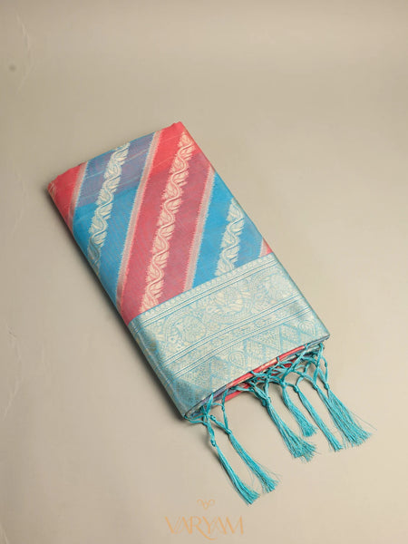 Kaaya Cotton Blue Pink Saree