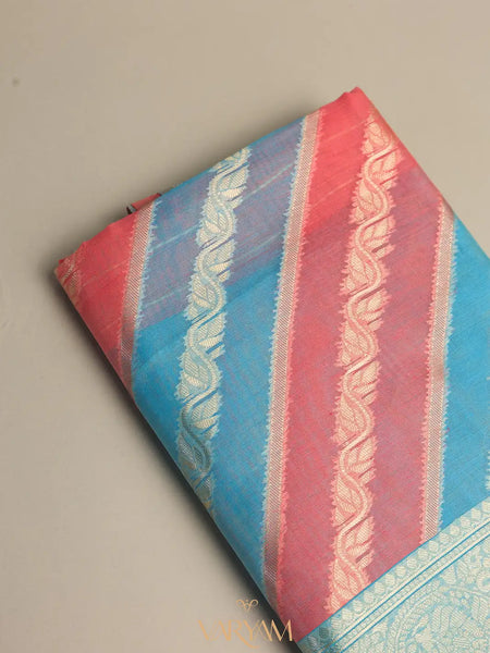 Kaaya Cotton Blue Pink Saree