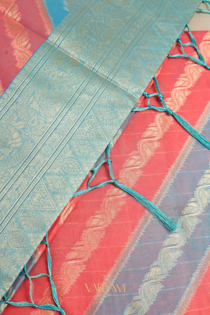 Kaaya Cotton Blue Pink Saree