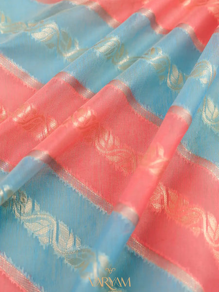 Kaaya Cotton Blue Pink Saree