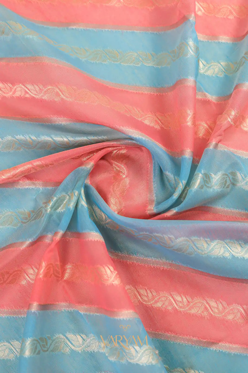 Kaaya Cotton Blue Pink Saree