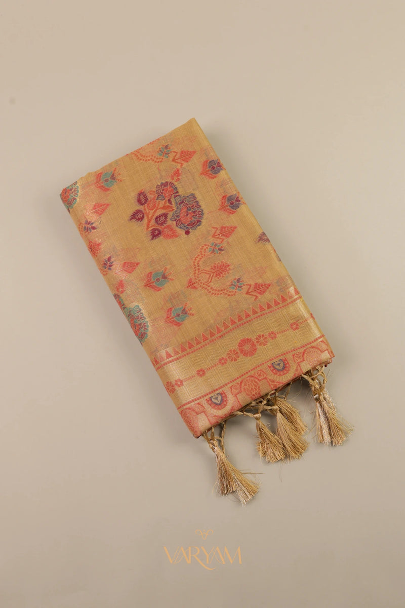 Mira Cotton Taupe Saree