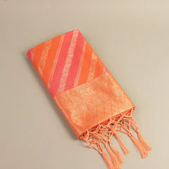 Kaaya Cotton Orange Pink Saree