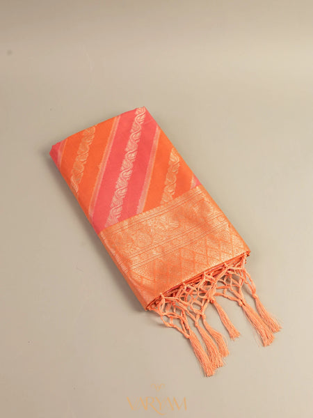 Kaaya Cotton Orange Pink Saree