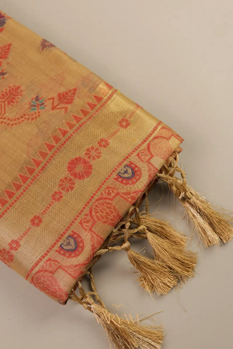 Mira Cotton Taupe Saree