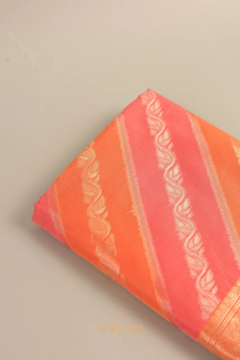 Kaaya Cotton Orange Pink Saree