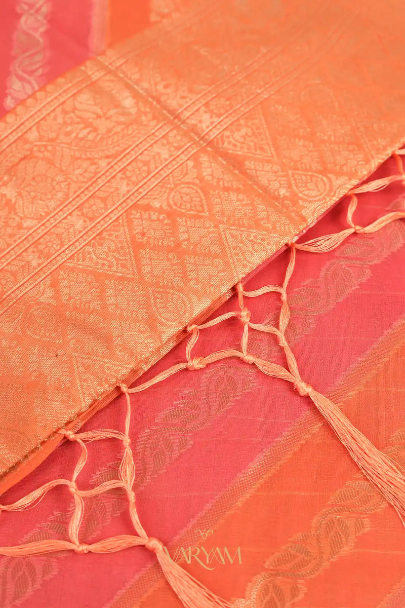 Kaaya Cotton Orange Pink Saree