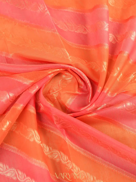 Kaaya Cotton Orange Pink Saree