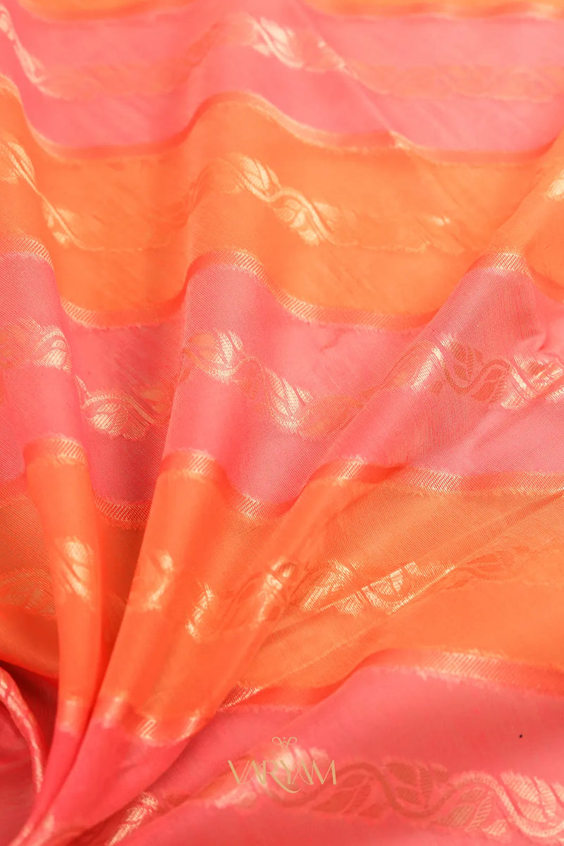 Kaaya Cotton Orange Pink Saree