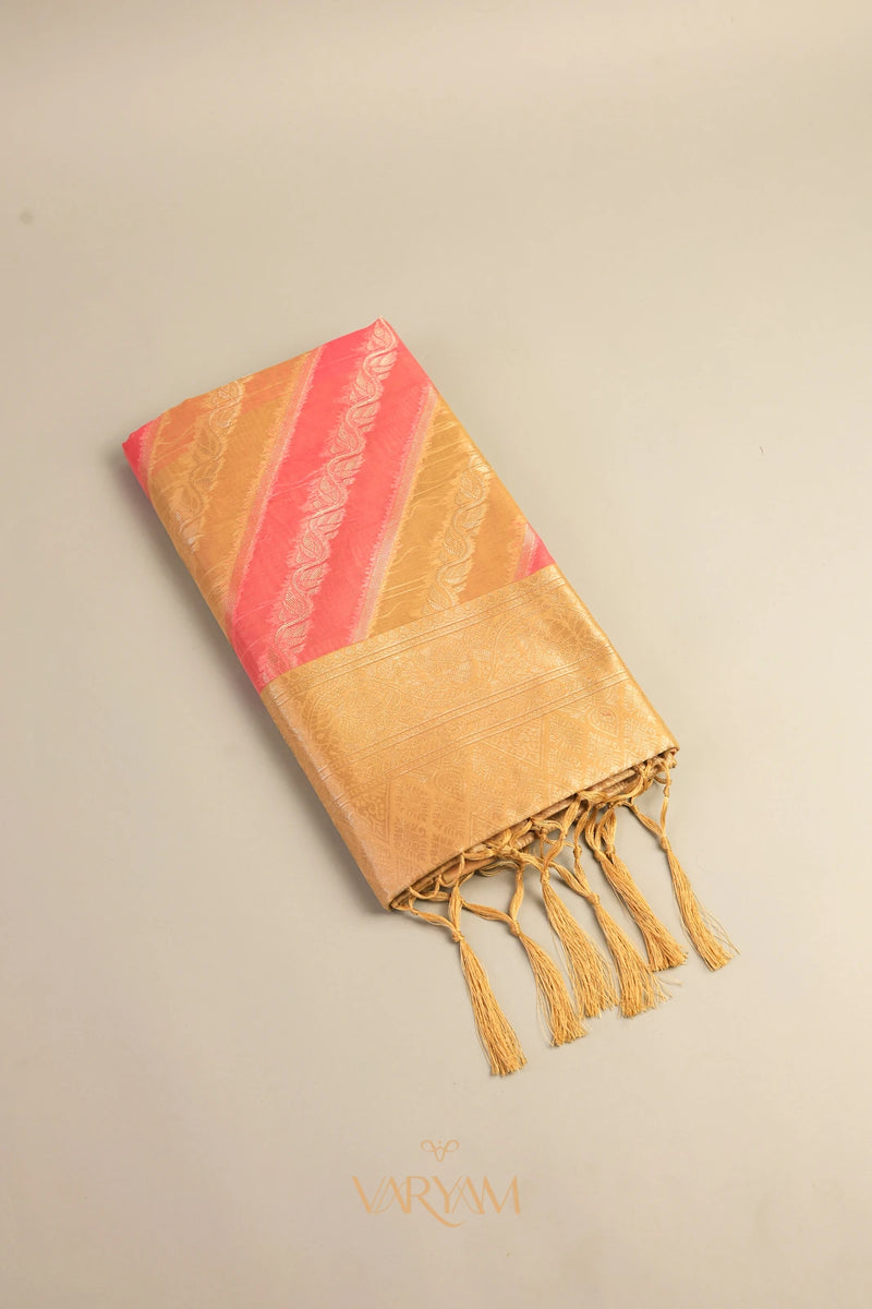 Kaaya Cotton Gold Pink Saree
