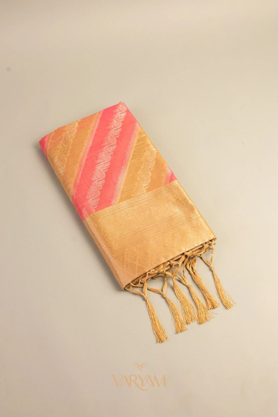 Kaaya Cotton Gold Pink Saree