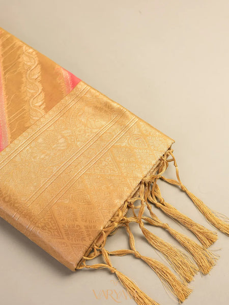 Kaaya Cotton Gold Pink Saree