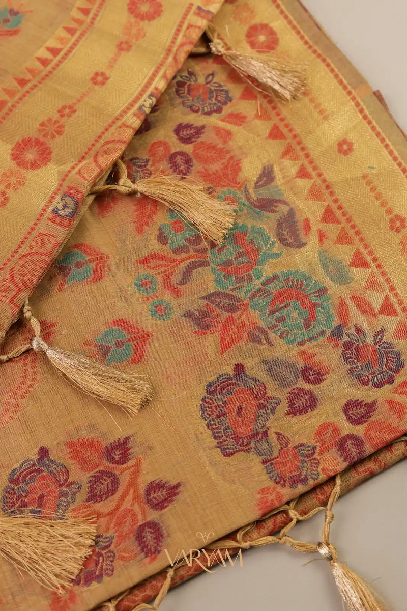 Mira Cotton Taupe Saree