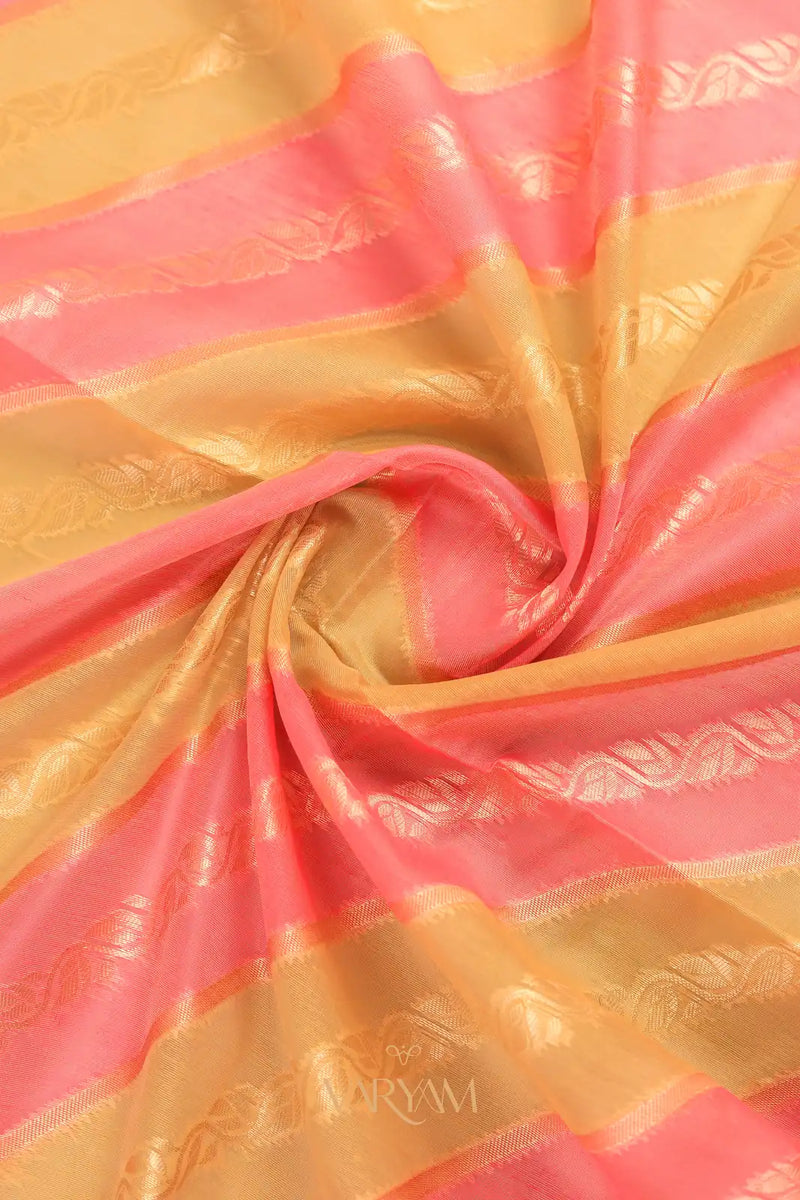 Kaaya Cotton Gold Pink Saree