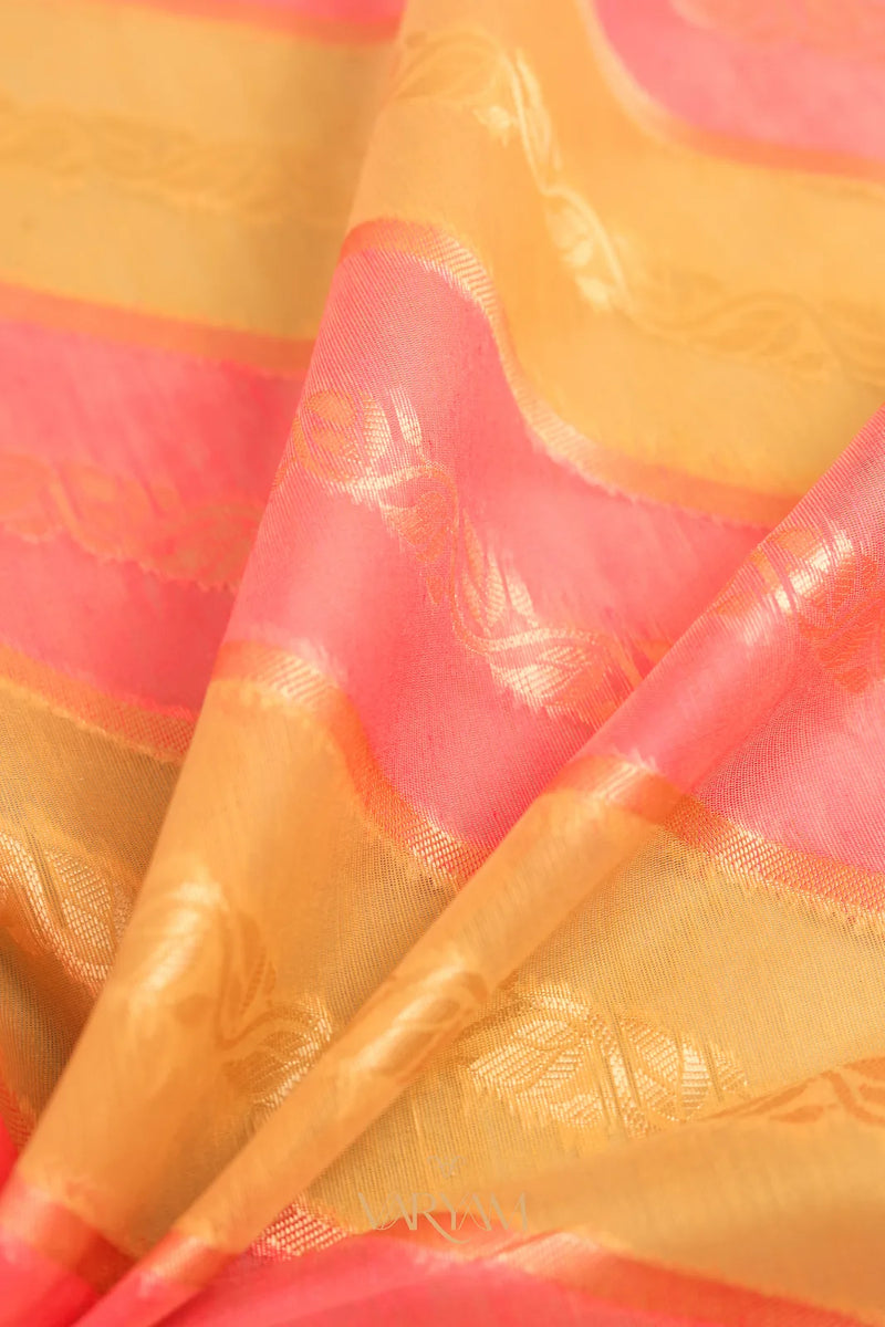 Kaaya Cotton Gold Pink Saree