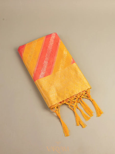 Kaaya Cotton Yellow Pink Saree