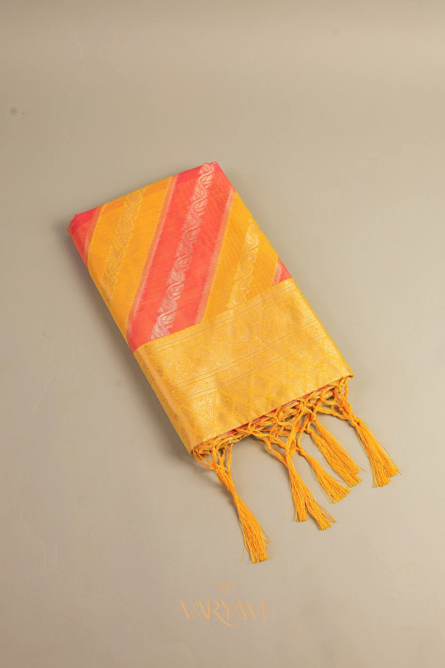 Kaaya Cotton Yellow Pink Saree