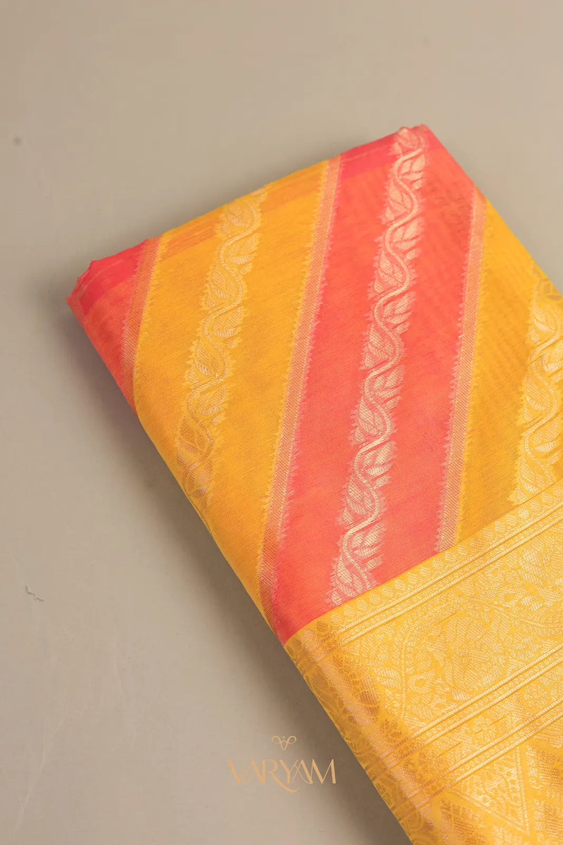 Kaaya Cotton Yellow Pink Saree