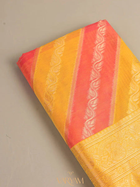 Kaaya Cotton Yellow Pink Saree