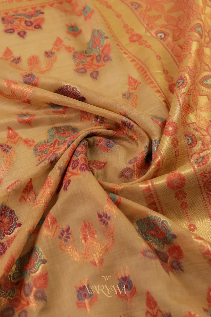 Mira Cotton Taupe Saree