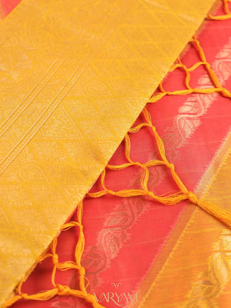 Kaaya Cotton Yellow Pink Saree