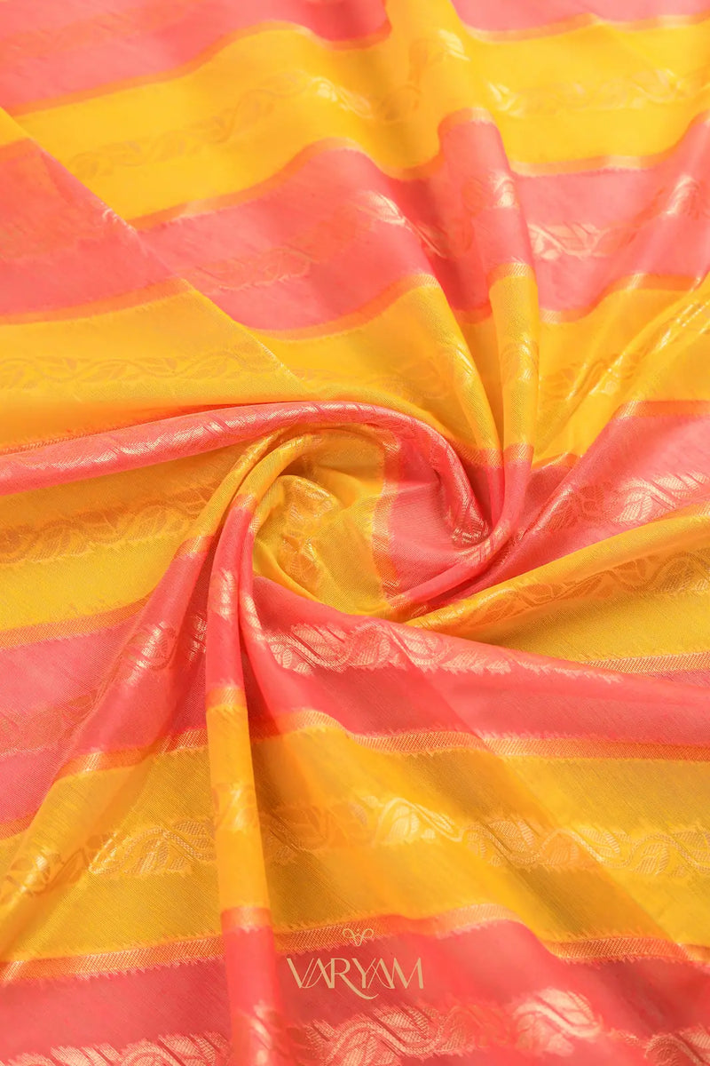 Kaaya Cotton Yellow Pink Saree