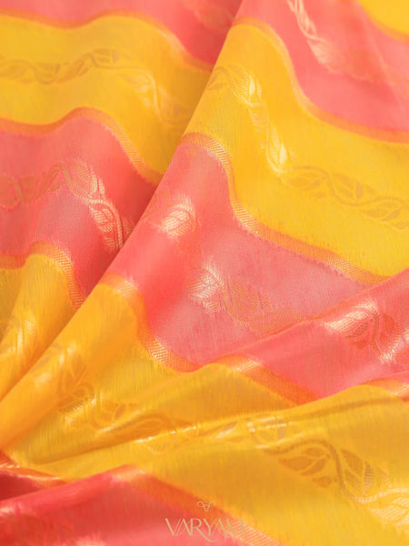 Kaaya Cotton Yellow Pink Saree