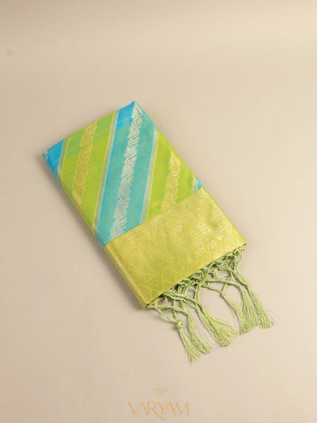 Kaaya Cotton Green Blue Saree