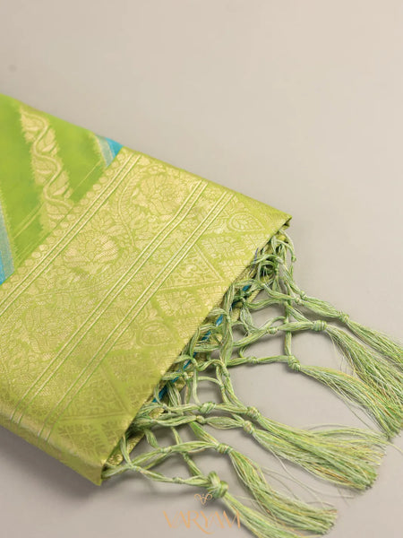 Kaaya Cotton Green Blue Saree