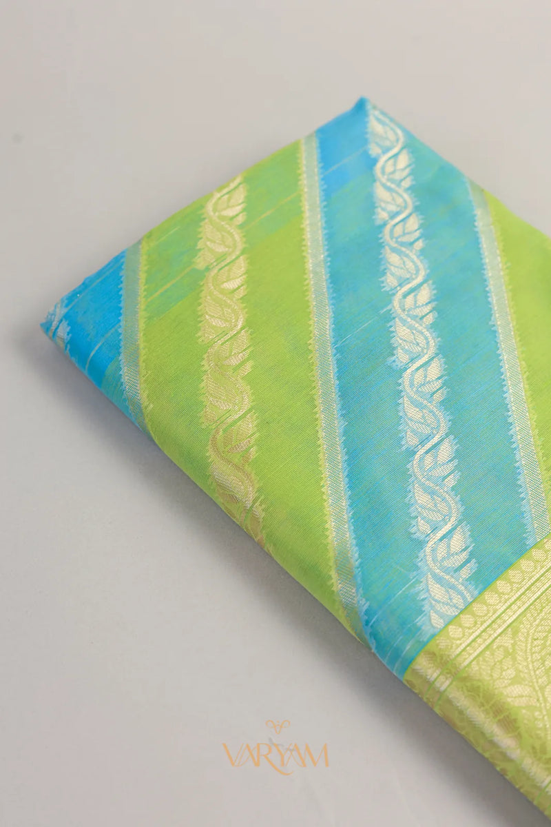 Kaaya Cotton Green Blue Saree