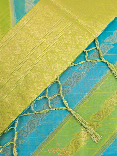 Kaaya Cotton Green Blue Saree