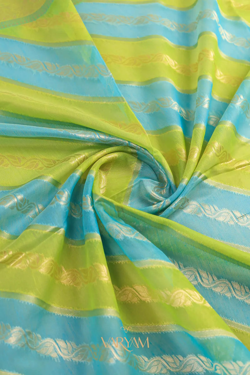 Kaaya Cotton Green Blue Saree
