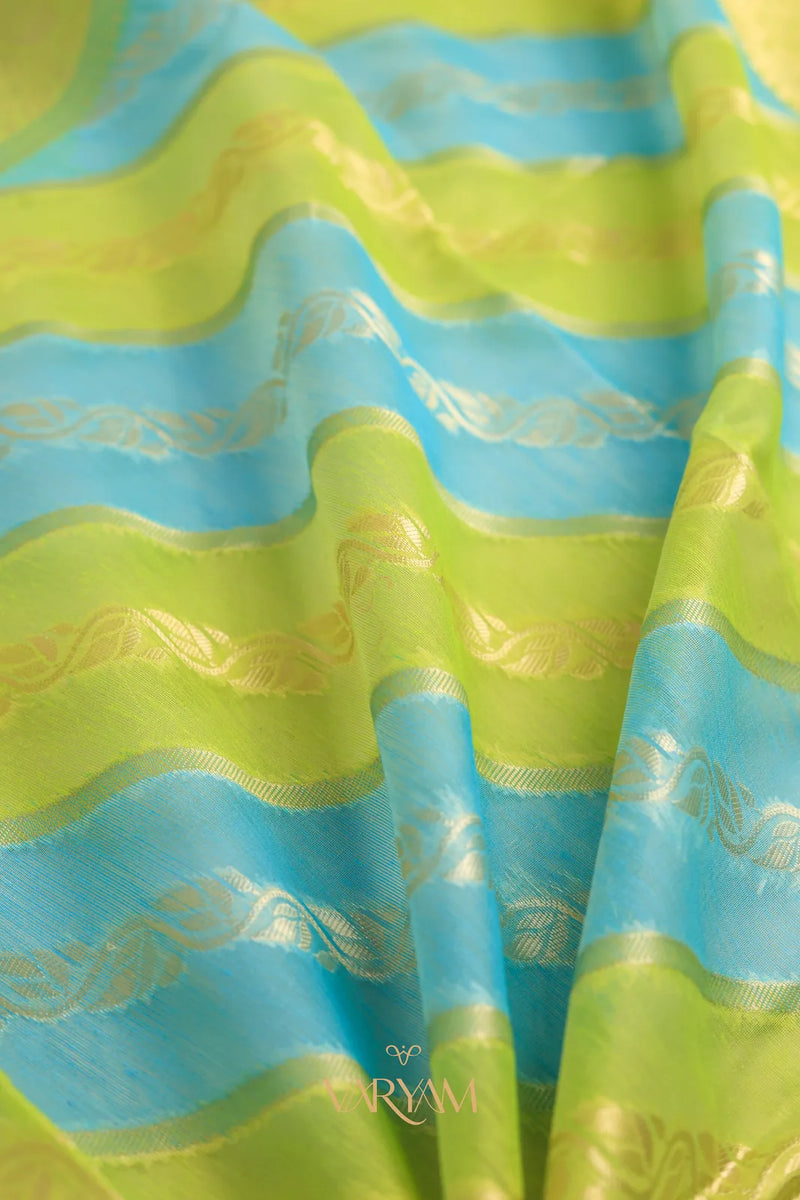 Kaaya Cotton Green Blue Saree
