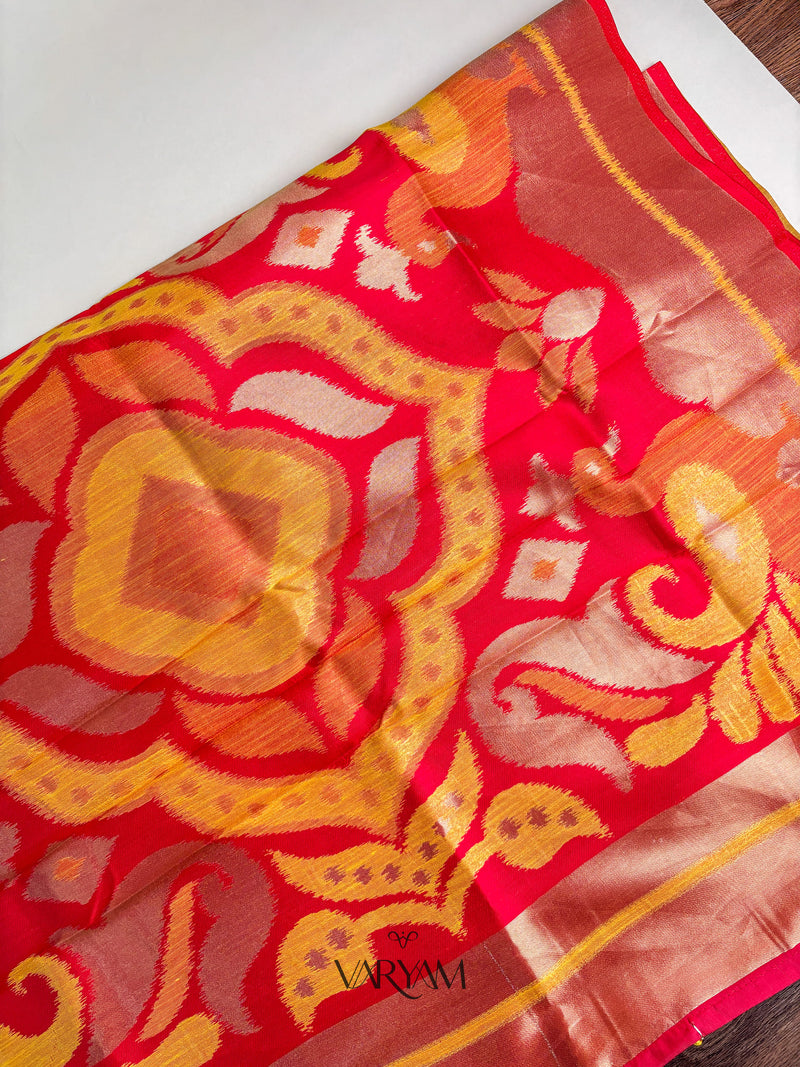 Patola Linen Yellow Saree