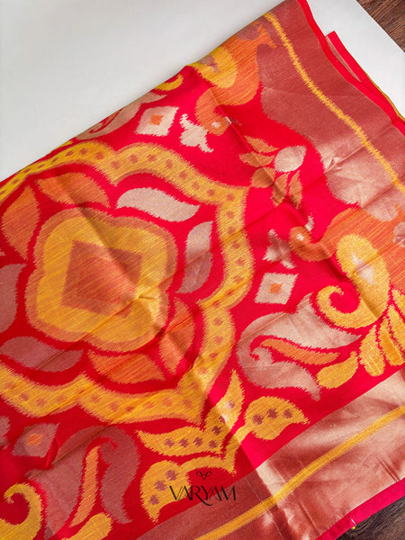 Patola Linen Yellow Saree