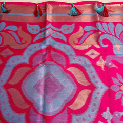 Patola Linen Blue Saree
