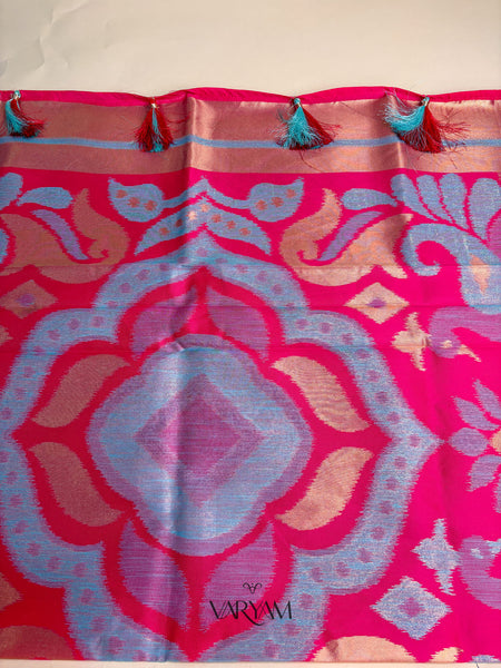 Patola Linen Blue Saree