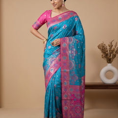 Vira Banarsi Silk Blue Saree